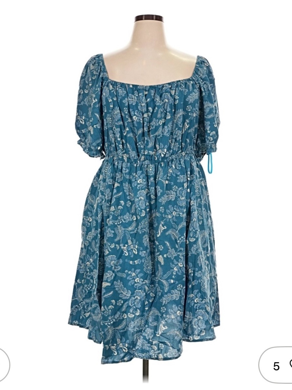 Torrid Blue Floral Puff-Sleeve Dress